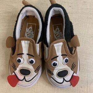 VANS Off the Wall Toddler Size 6.5 Dog Shoes Slip On Faux Fur